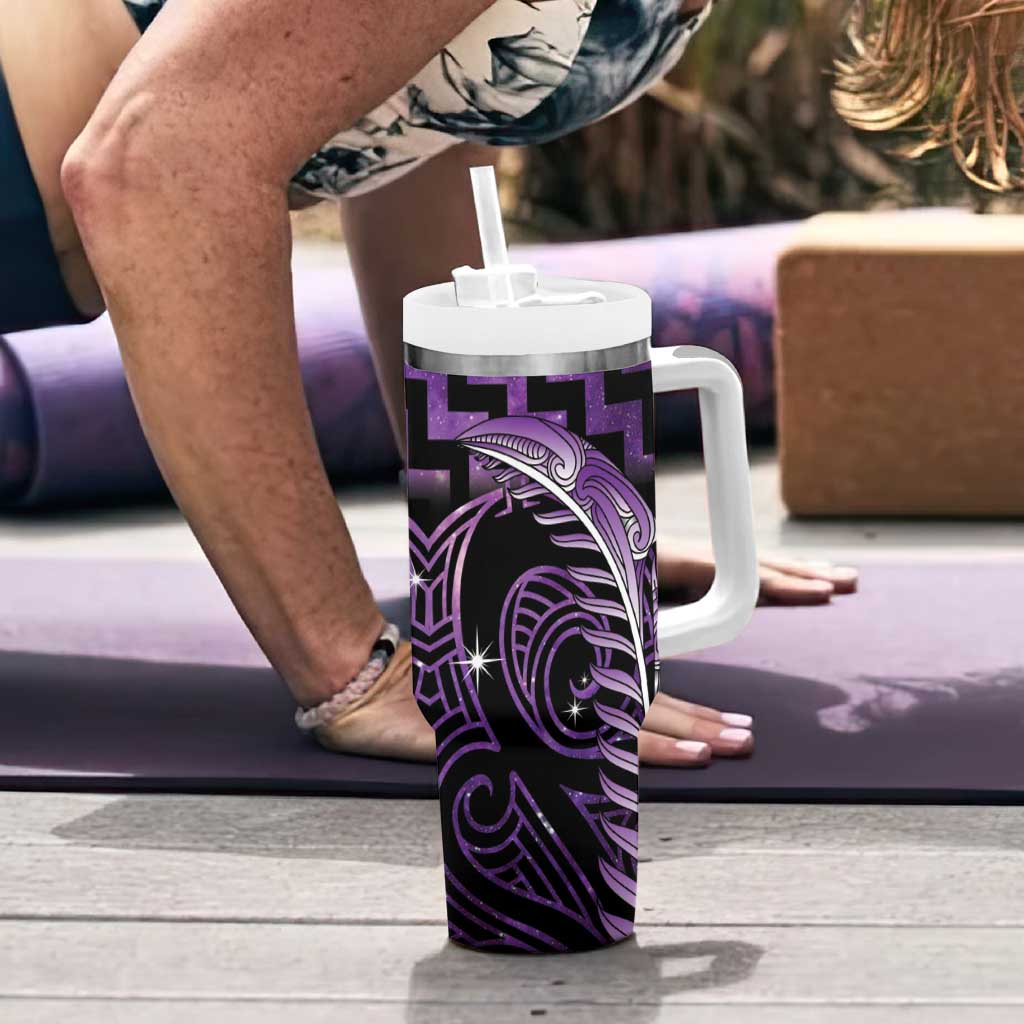 Purple Matariki New Zealand Tumbler With Handle Maori Poutama Galaxy Vibes LT14 - Polynesian Pride