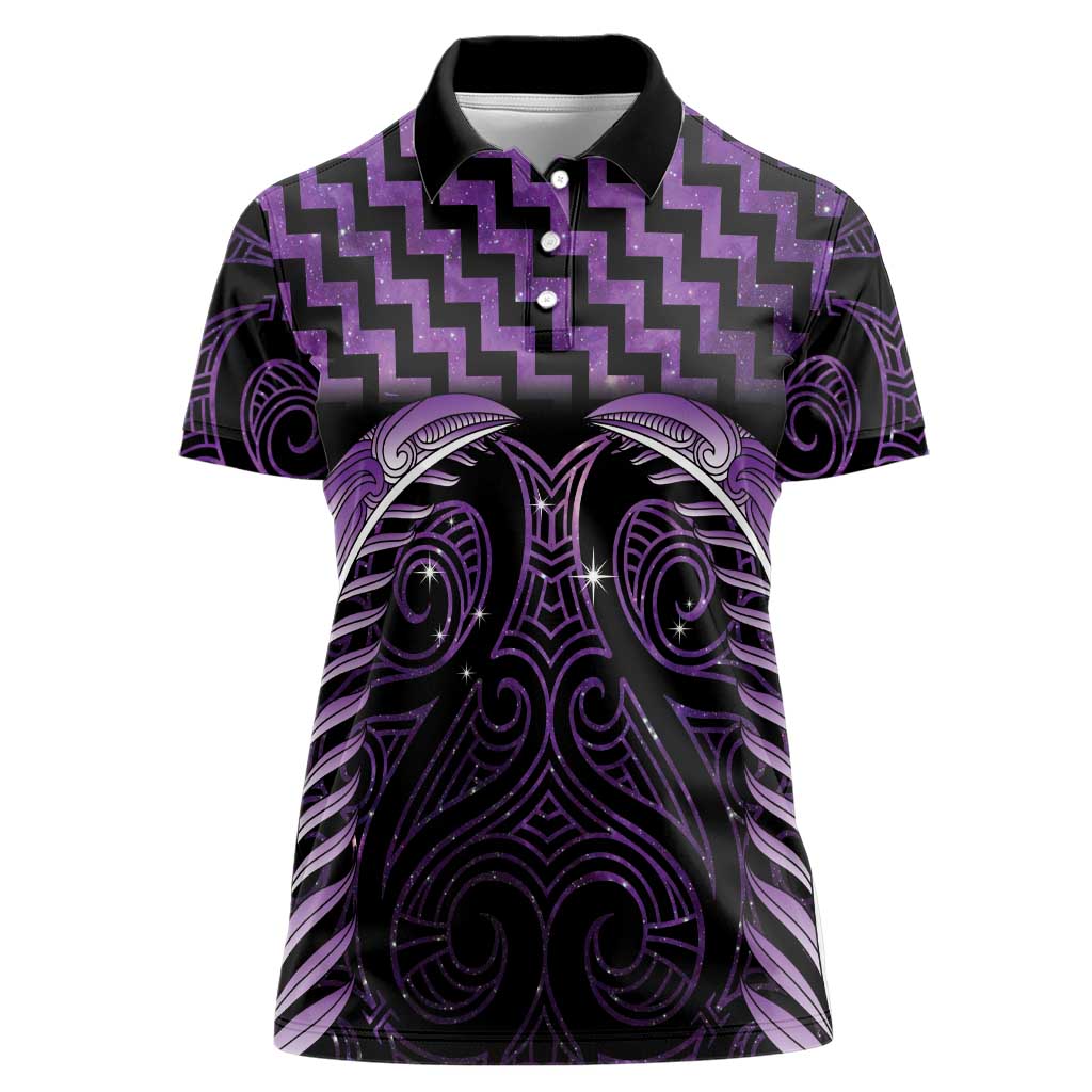 Purple Matariki New Zealand Women Polo Shirt Maori Poutama Galaxy Vibes LT14 Female Purple - Polynesian Pride