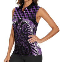 Purple Matariki New Zealand Women Sleeveless Polo Shirt Maori Poutama Galaxy Vibes LT14 - Polynesian Pride