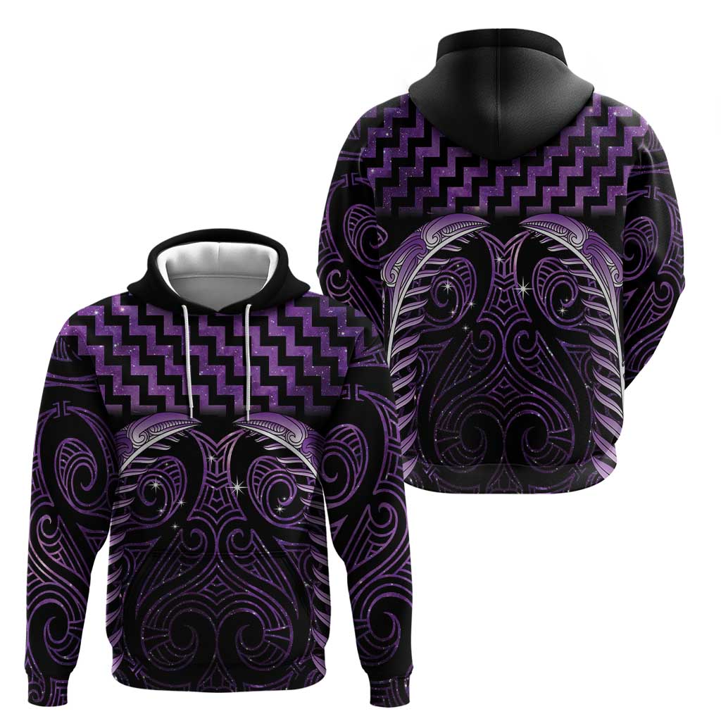 Purple Matariki New Zealand Zip Hoodie Maori Poutama Galaxy Vibes LT14 - Polynesian Pride