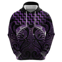 Purple Matariki New Zealand Zip Hoodie Maori Poutama Galaxy Vibes LT14 - Polynesian Pride