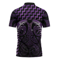 Purple Matariki New Zealand Zipper Polo Shirt Maori Poutama Galaxy Vibes LT14 - Polynesian Pride