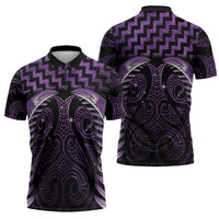 Purple Matariki New Zealand Zipper Polo Shirt Maori Poutama Galaxy Vibes LT14 - Polynesian Pride
