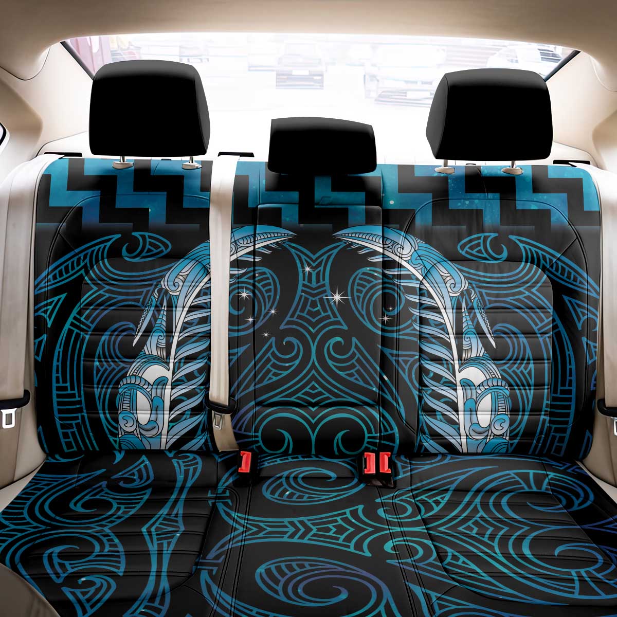 Blue Matariki New Zealand Back Car Seat Cover Maori Poutama Galaxy Vibes LT14 - Polynesian Pride