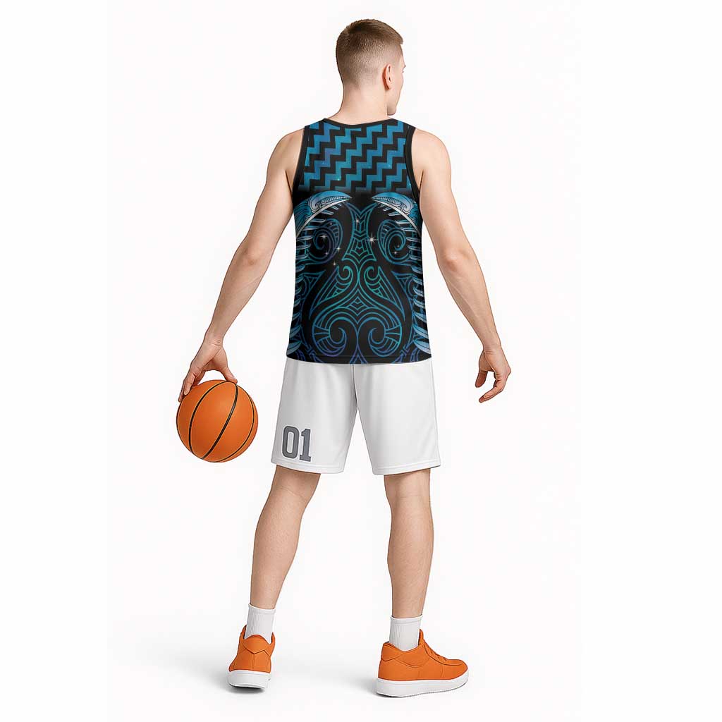 Blue Matariki New Zealand Basketball Jersey Maori Poutama Galaxy Vibes LT14 - Polynesian Pride