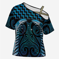Blue Matariki New Zealand Cross Shoulder Shirt Maori Poutama Galaxy Vibes LT14 Female Blue - Polynesian Pride