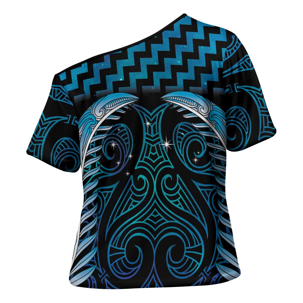 Blue Matariki New Zealand Cross Shoulder Shirt Maori Poutama Galaxy Vibes LT14 - Polynesian Pride