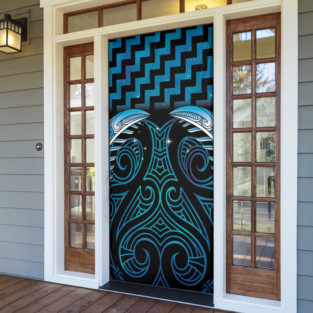 Blue Matariki New Zealand Door Cover Maori Poutama Galaxy Vibes LT14 - Polynesian Pride