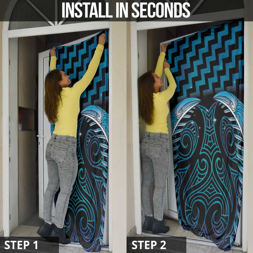 Blue Matariki New Zealand Door Cover Maori Poutama Galaxy Vibes LT14 - Polynesian Pride