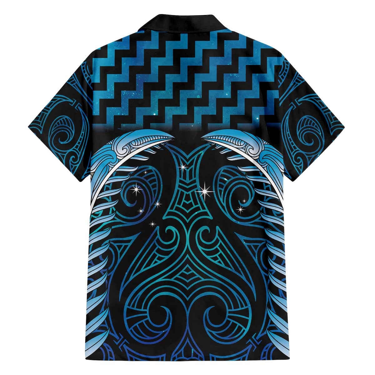 Blue Matariki New Zealand Family Matching Off The Shoulder Long Sleeve Dress and Hawaiian Shirt Maori Poutama Galaxy Vibes LT14 - Polynesian Pride