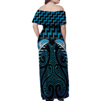 Blue Matariki New Zealand Family Matching Off Shoulder Maxi Dress and Hawaiian Shirt Maori Poutama Galaxy Vibes LT14 - Polynesian Pride