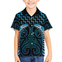 Blue Matariki New Zealand Family Matching Short Sleeve Bodycon Dress and Hawaiian Shirt Maori Poutama Galaxy Vibes LT14 Son's Shirt Blue - Polynesian Pride