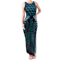 Blue Matariki New Zealand Family Matching Tank Maxi Dress and Hawaiian Shirt Maori Poutama Galaxy Vibes LT14 Mom's Dress Blue - Polynesian Pride