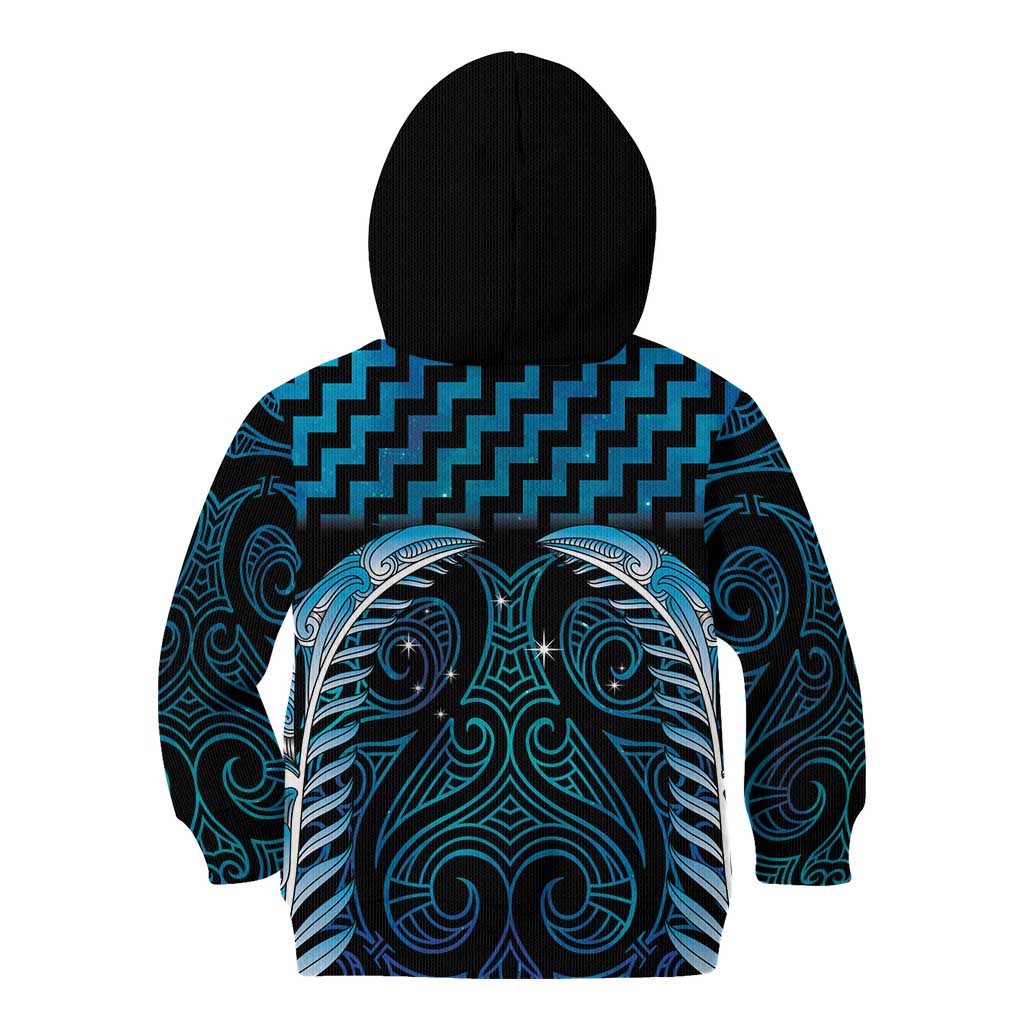 Blue Matariki New Zealand Kid Hoodie Maori Poutama Galaxy Vibes LT14 - Polynesian Pride