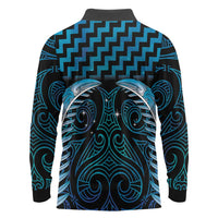 Blue Matariki New Zealand Long Sleeve Polo Shirt Maori Poutama Galaxy Vibes LT14 - Polynesian Pride