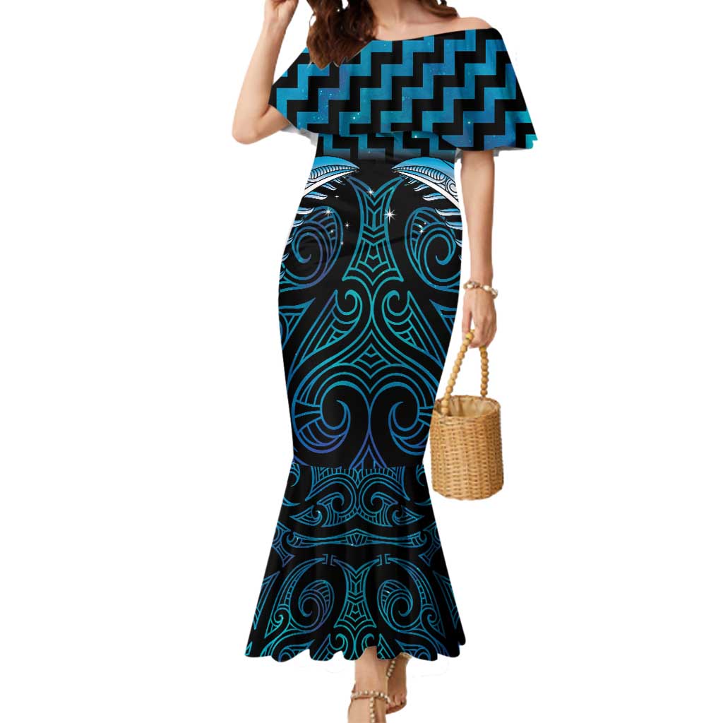 Blue Matariki New Zealand Mermaid Dress Maori Poutama Galaxy Vibes LT14 Women Blue - Polynesian Pride