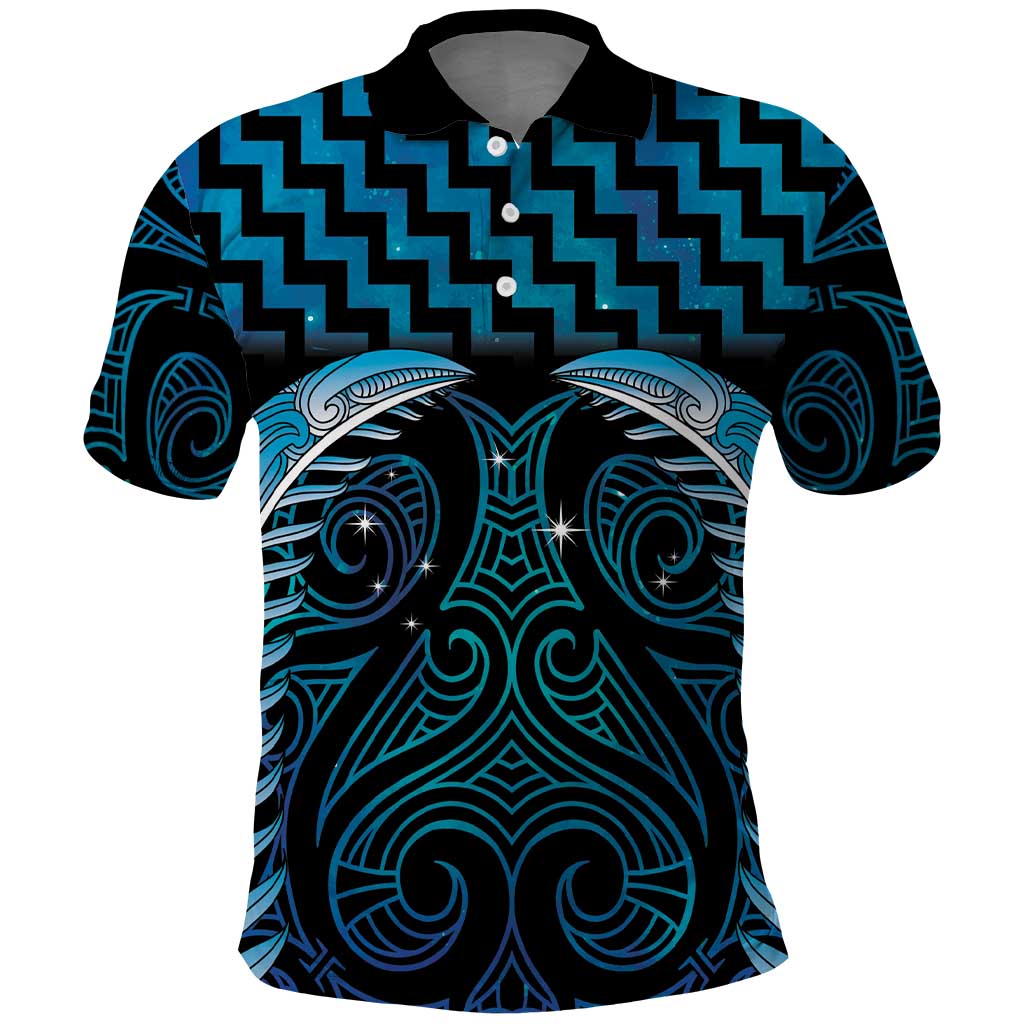 Blue Matariki New Zealand Polo Shirt Maori Poutama Galaxy Vibes LT14 Blue - Polynesian Pride