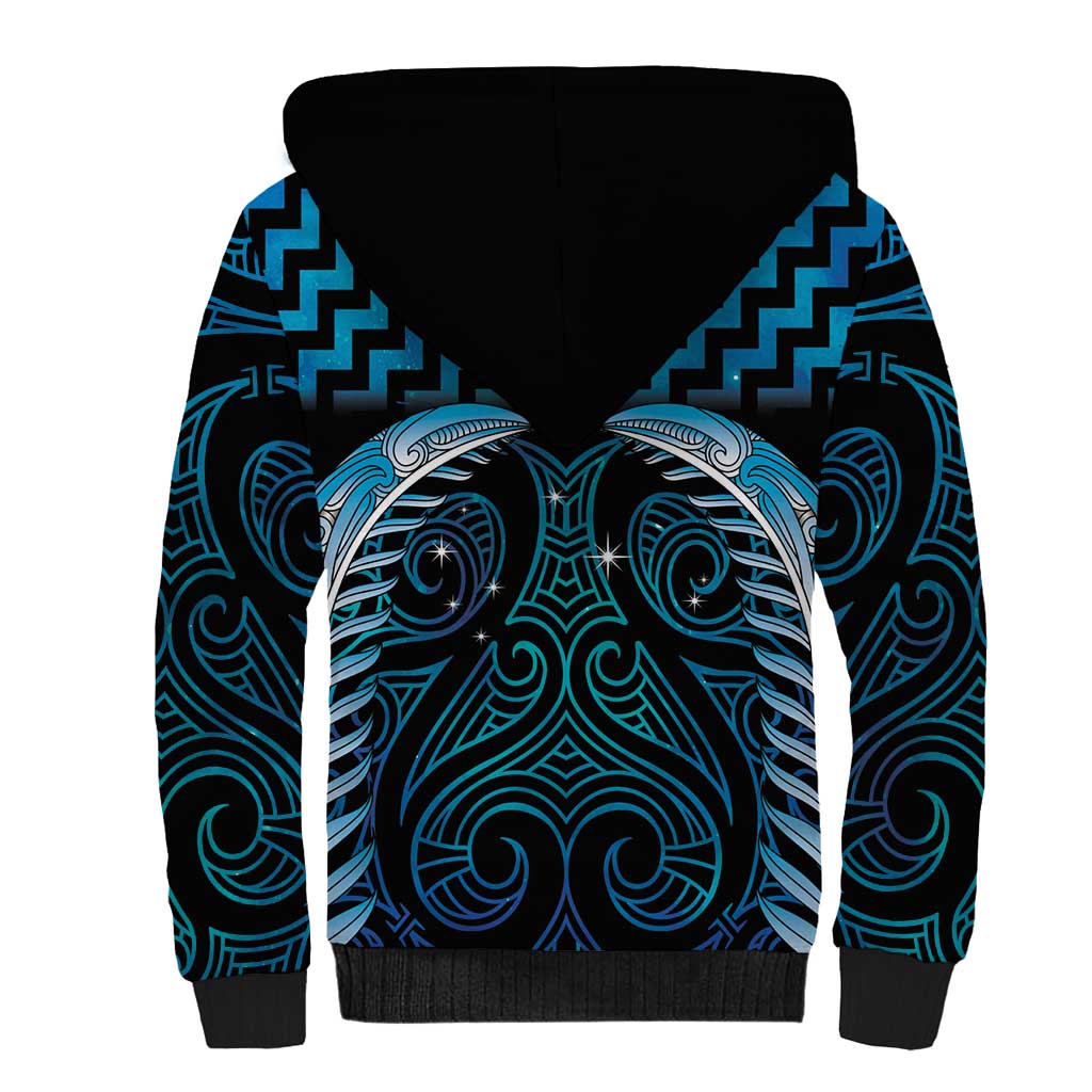 Blue Matariki New Zealand Sherpa Hoodie Maori Poutama Galaxy Vibes LT14 - Polynesian Pride