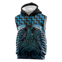 Blue Matariki New Zealand Sleeveless Hoodie Maori Poutama Galaxy Vibes LT14 Blue - Polynesian Pride