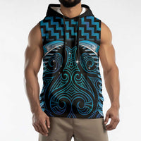 Blue Matariki New Zealand Sleeveless Hoodie Maori Poutama Galaxy Vibes LT14 - Polynesian Pride