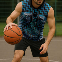 Blue Matariki New Zealand Sleeveless Hoodie Maori Poutama Galaxy Vibes LT14 - Polynesian Pride