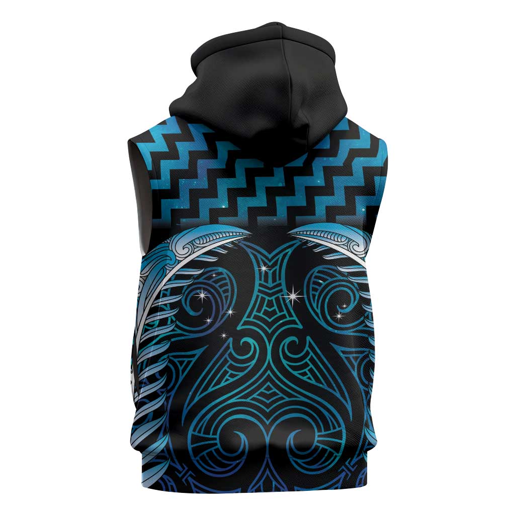 Blue Matariki New Zealand Sleeveless Zip Hoodie Maori Poutama Galaxy Vibes LT14 - Polynesian Pride