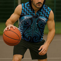 Blue Matariki New Zealand Sleeveless Zip Hoodie Maori Poutama Galaxy Vibes LT14 - Polynesian Pride