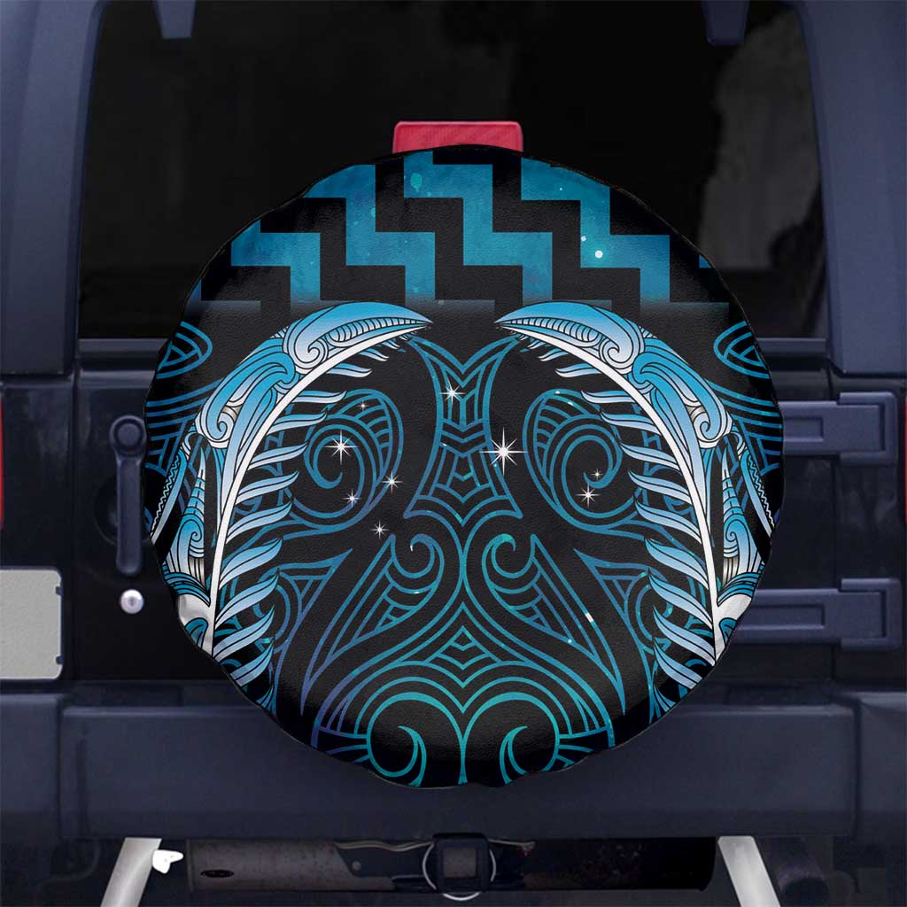 Blue Matariki New Zealand Spare Tire Cover Maori Poutama Galaxy Vibes LT14 No hole Blue - Polynesian Pride