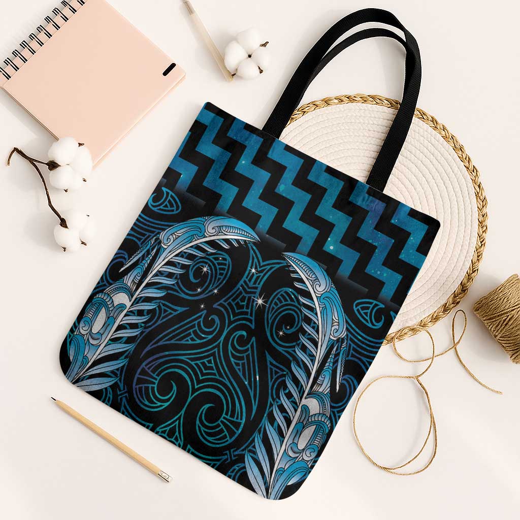 Blue Matariki New Zealand Tote Bag Maori Poutama Galaxy Vibes - Polynesian Pride