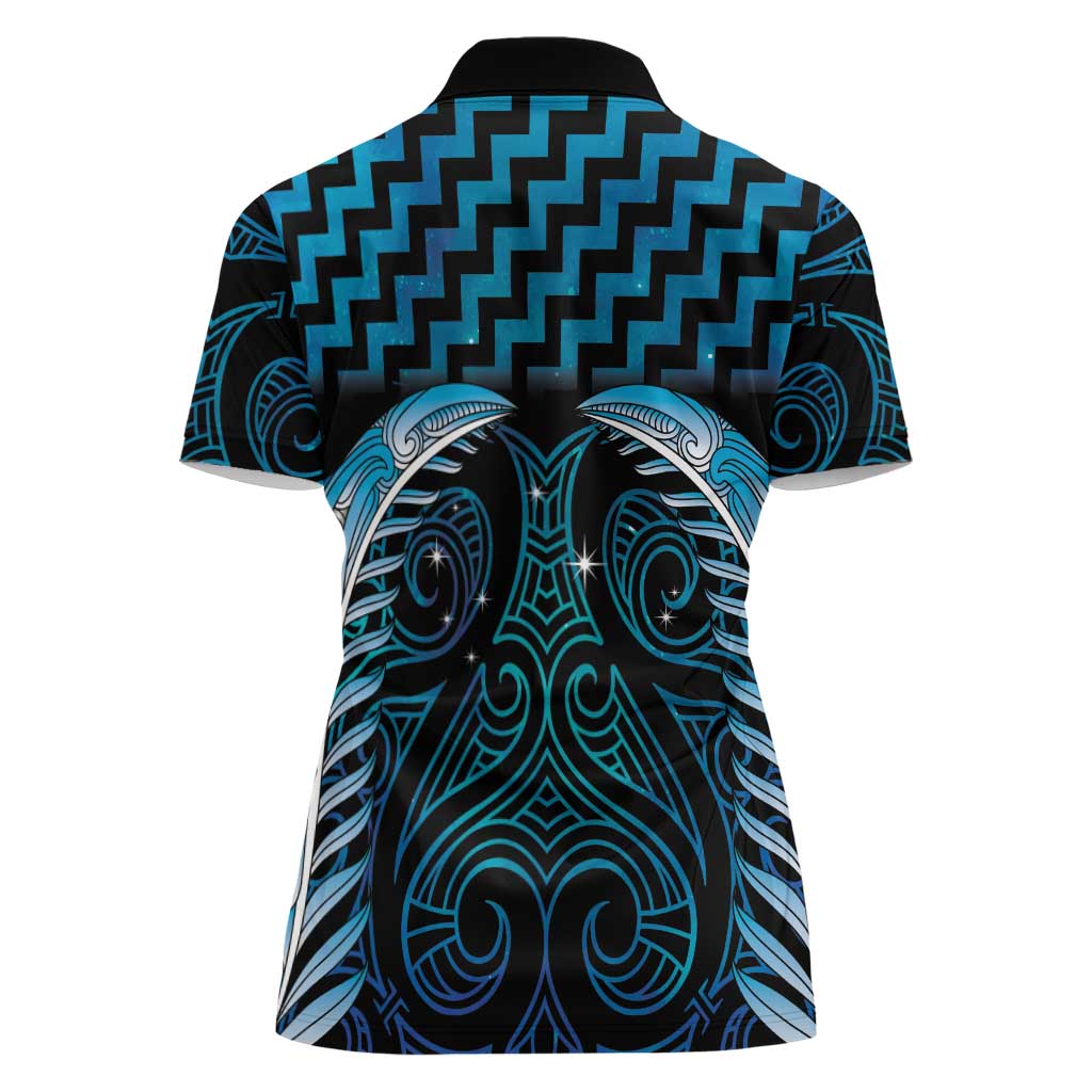 Blue Matariki New Zealand Women Polo Shirt Maori Poutama Galaxy Vibes LT14 - Polynesian Pride
