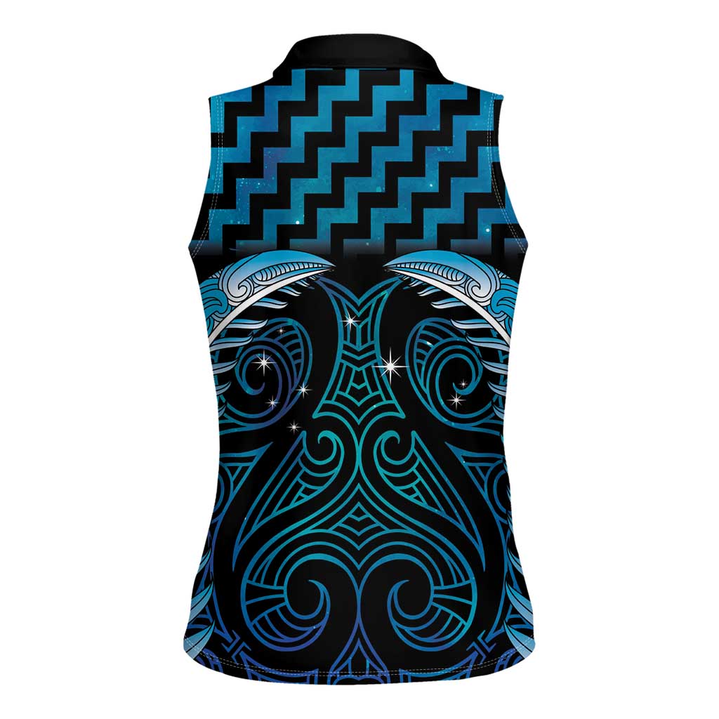 Blue Matariki New Zealand Women Sleeveless Polo Shirt Maori Poutama Galaxy Vibes LT14 - Polynesian Pride