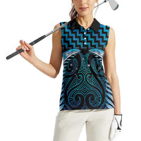 Blue Matariki New Zealand Women Sleeveless Polo Shirt Maori Poutama Galaxy Vibes LT14 - Polynesian Pride
