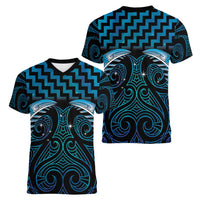Blue Matariki New Zealand Women V-Neck T-Shirt Maori Poutama Galaxy Vibes LT14 - Polynesian Pride