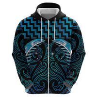 Blue Matariki New Zealand Zip Hoodie Maori Poutama Galaxy Vibes LT14 - Polynesian Pride