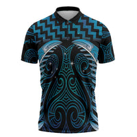 Blue Matariki New Zealand Zipper Polo Shirt Maori Poutama Galaxy Vibes LT14 Blue - Polynesian Pride