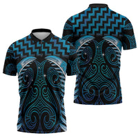 Blue Matariki New Zealand Zipper Polo Shirt Maori Poutama Galaxy Vibes LT14 - Polynesian Pride