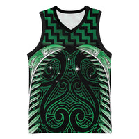 Green Matariki New Zealand Basketball Jersey Maori Poutama Galaxy Vibes LT14 Unisex Green - Polynesian Pride