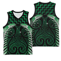 Green Matariki New Zealand Basketball Jersey Maori Poutama Galaxy Vibes LT14 - Polynesian Pride
