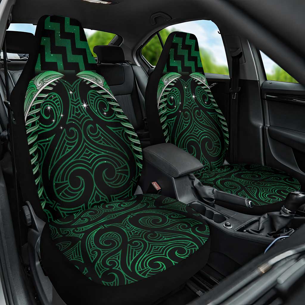 Green Matariki New Zealand Car Seat Cover Maori Poutama Galaxy Vibes LT14 One Size Green - Polynesian Pride