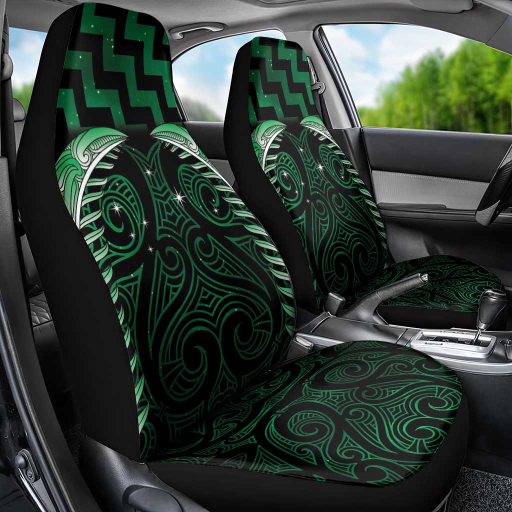 Green Matariki New Zealand Car Seat Cover Maori Poutama Galaxy Vibes LT14 - Polynesian Pride