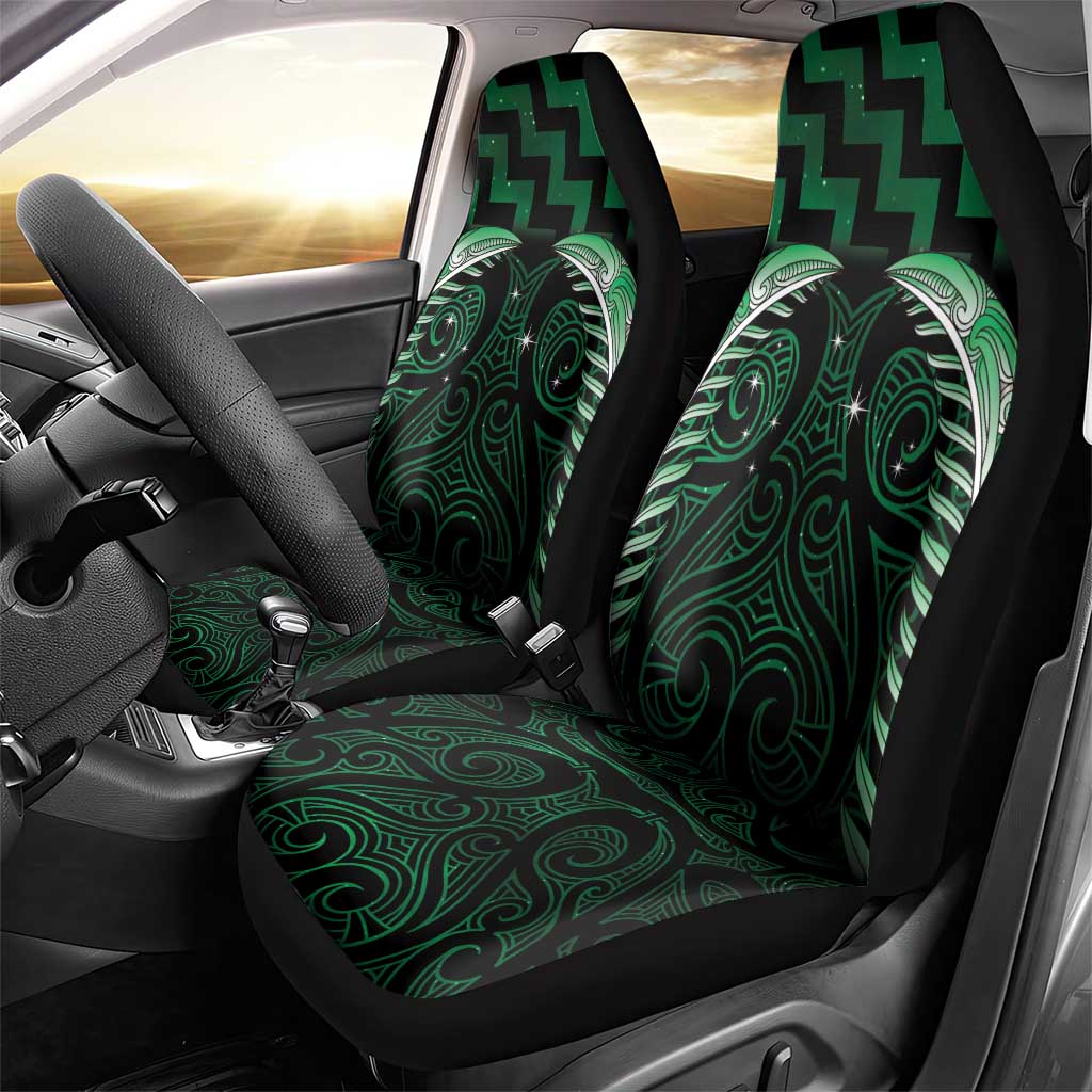 Green Matariki New Zealand Car Seat Cover Maori Poutama Galaxy Vibes LT14 - Polynesian Pride