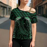 Green Matariki New Zealand Cross Shoulder Shirt Maori Poutama Galaxy Vibes LT14 - Polynesian Pride