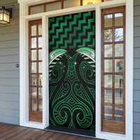 Green Matariki New Zealand Door Cover Maori Poutama Galaxy Vibes LT14 - Polynesian Pride