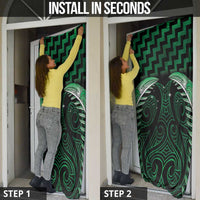 Green Matariki New Zealand Door Cover Maori Poutama Galaxy Vibes LT14 - Polynesian Pride