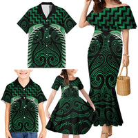 Green Matariki New Zealand Family Matching Mermaid Dress and Hawaiian Shirt Maori Poutama Galaxy Vibes LT14 - Polynesian Pride
