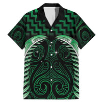 Green Matariki New Zealand Family Matching Mermaid Dress and Hawaiian Shirt Maori Poutama Galaxy Vibes LT14 Dad's Shirt - Short Sleeve Green - Polynesian Pride