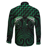 Green Matariki New Zealand Family Matching Off The Shoulder Long Sleeve Dress and Hawaiian Shirt Maori Poutama Galaxy Vibes LT14 - Polynesian Pride