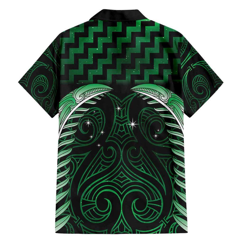 Green Matariki New Zealand Family Matching Off Shoulder Maxi Dress and Hawaiian Shirt Maori Poutama Galaxy Vibes LT14 - Polynesian Pride