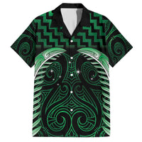 Green Matariki New Zealand Family Matching Tank Maxi Dress and Hawaiian Shirt Maori Poutama Galaxy Vibes LT14 Dad's Shirt - Short Sleeve Green - Polynesian Pride