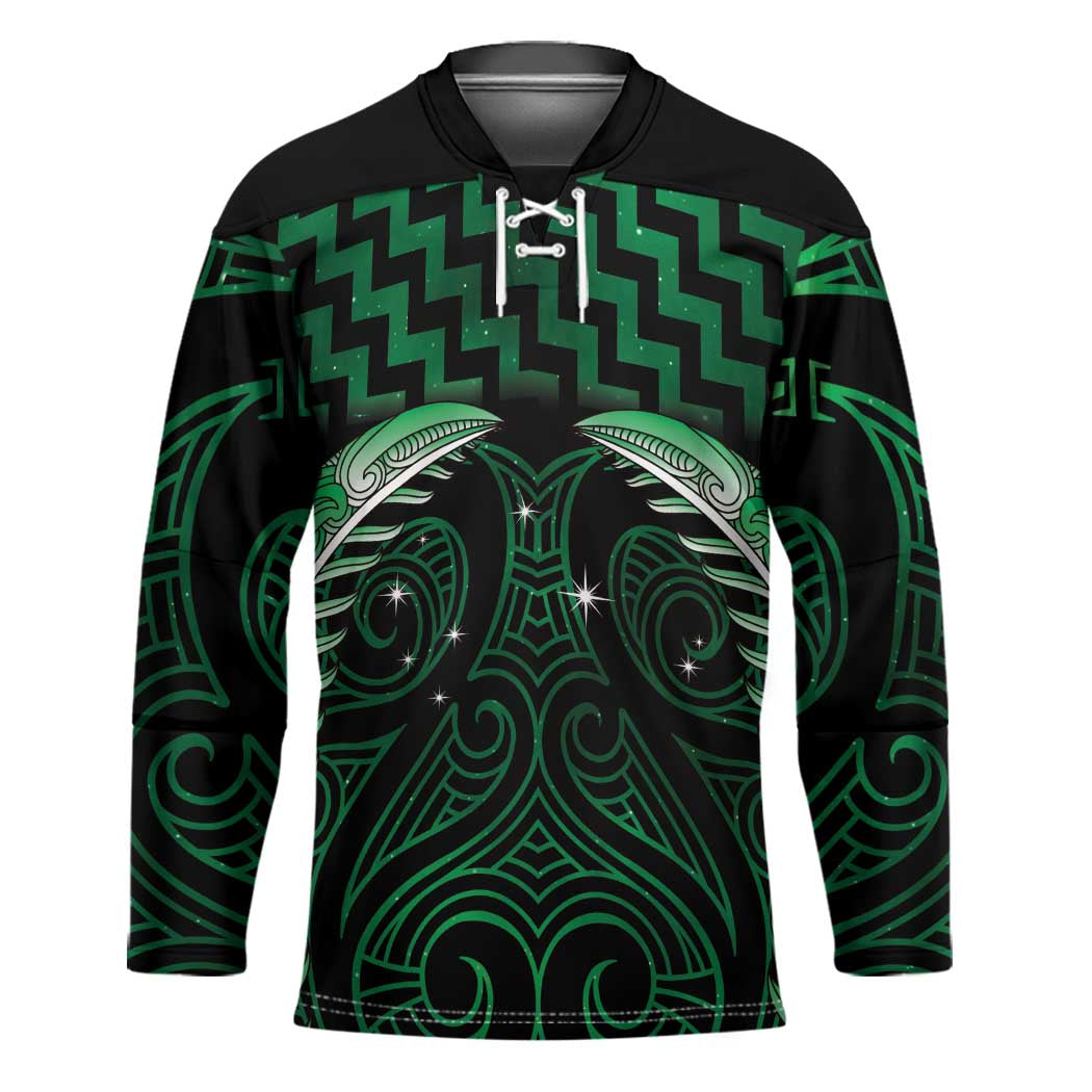 Green Matariki New Zealand Hockey Jersey Maori Poutama Galaxy Vibes - Polynesian Pride